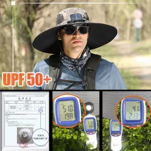 Colitt - Fishing Hat with Built in Fan, Solar Hat with Built in Fan, Wide Brim Solar Fan Hat Outdoor Fishing