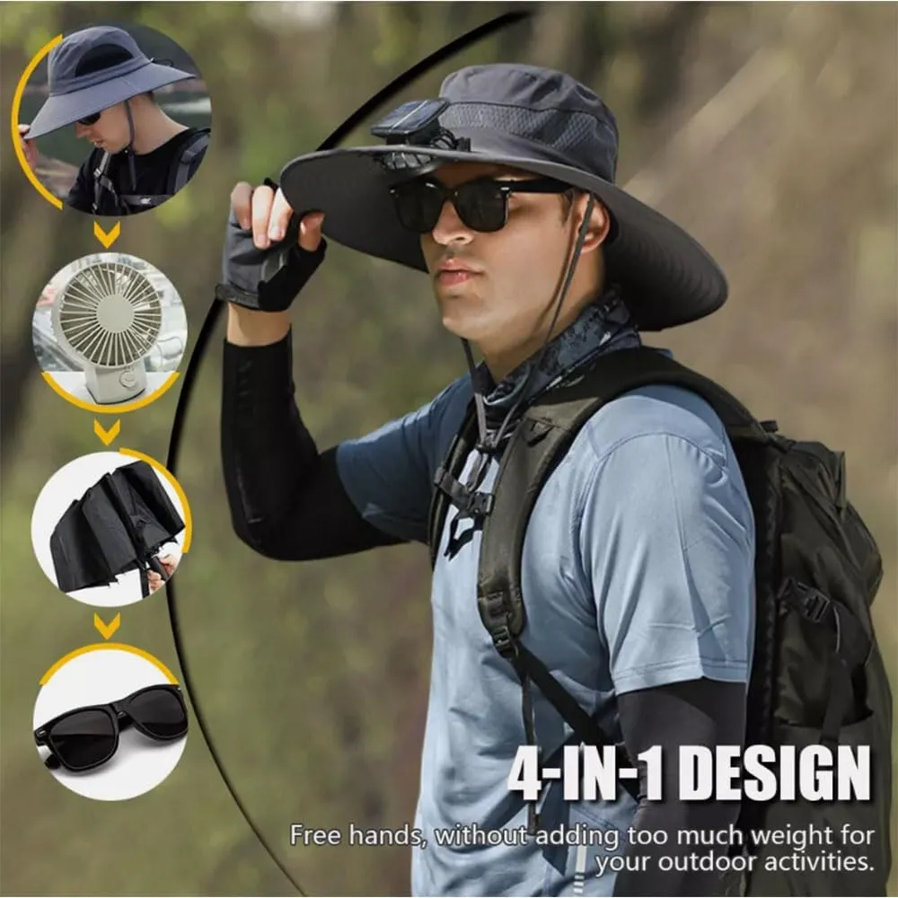 Colitt - Fishing Hat with Built in Fan,2025 New Outdoor Fishing for Man Woman, Hat-Solar USB Charging with 2 Fans