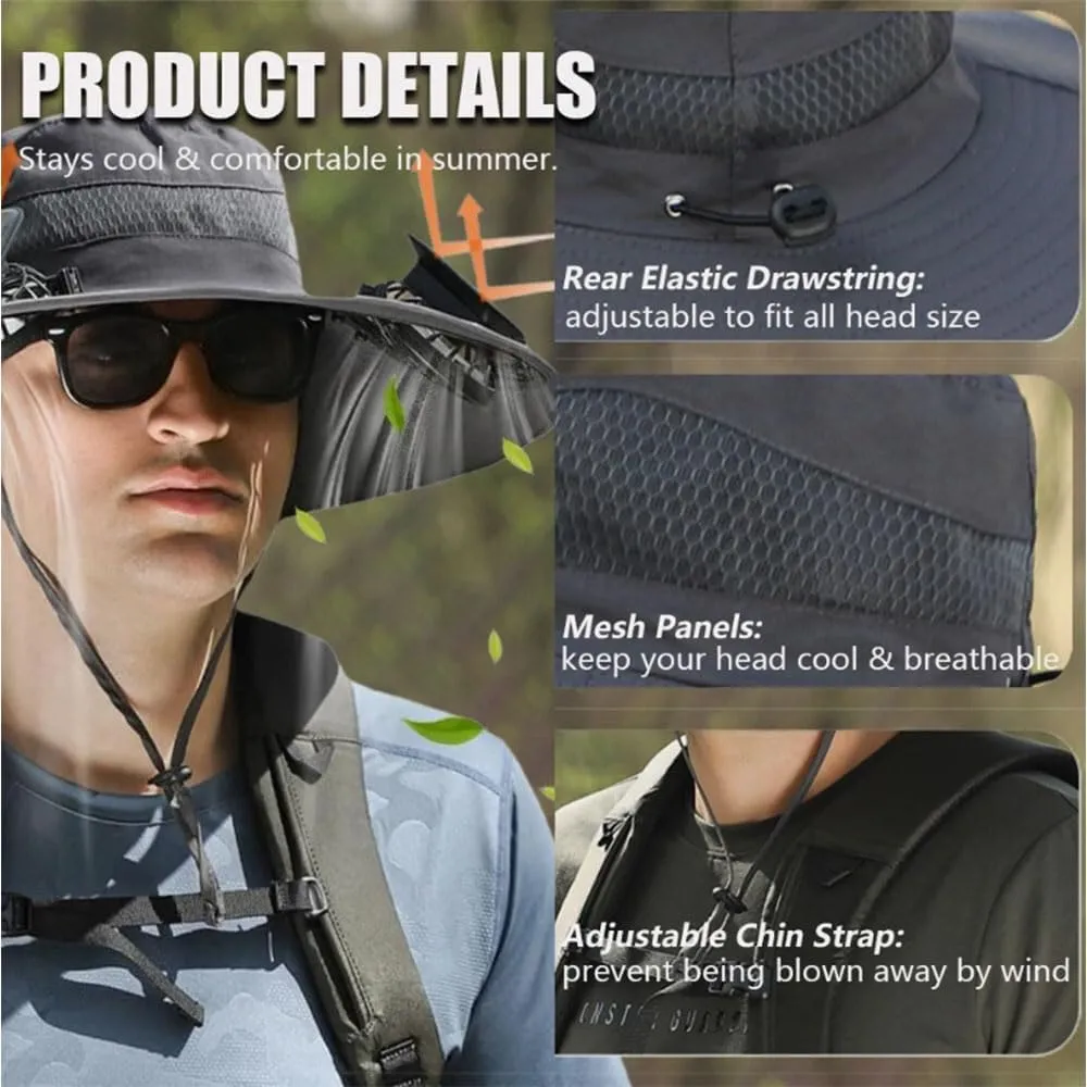 Colitt - Fishing Hat with Built in Fan,2025 New Outdoor Fishing for Man Woman, Hat-Solar USB Charging with 2 Fans