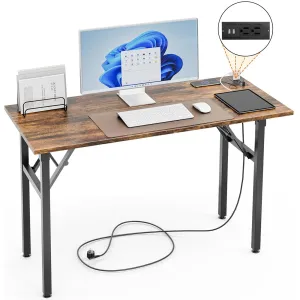 Collapsible Folding Table with Outlet