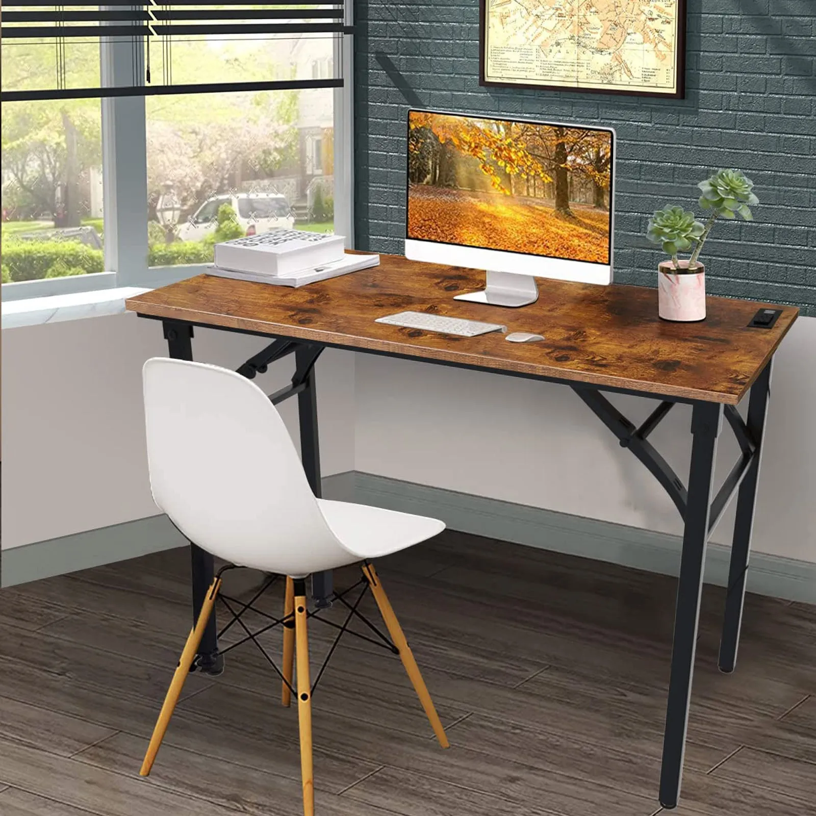 Collapsible Folding Table with Outlet