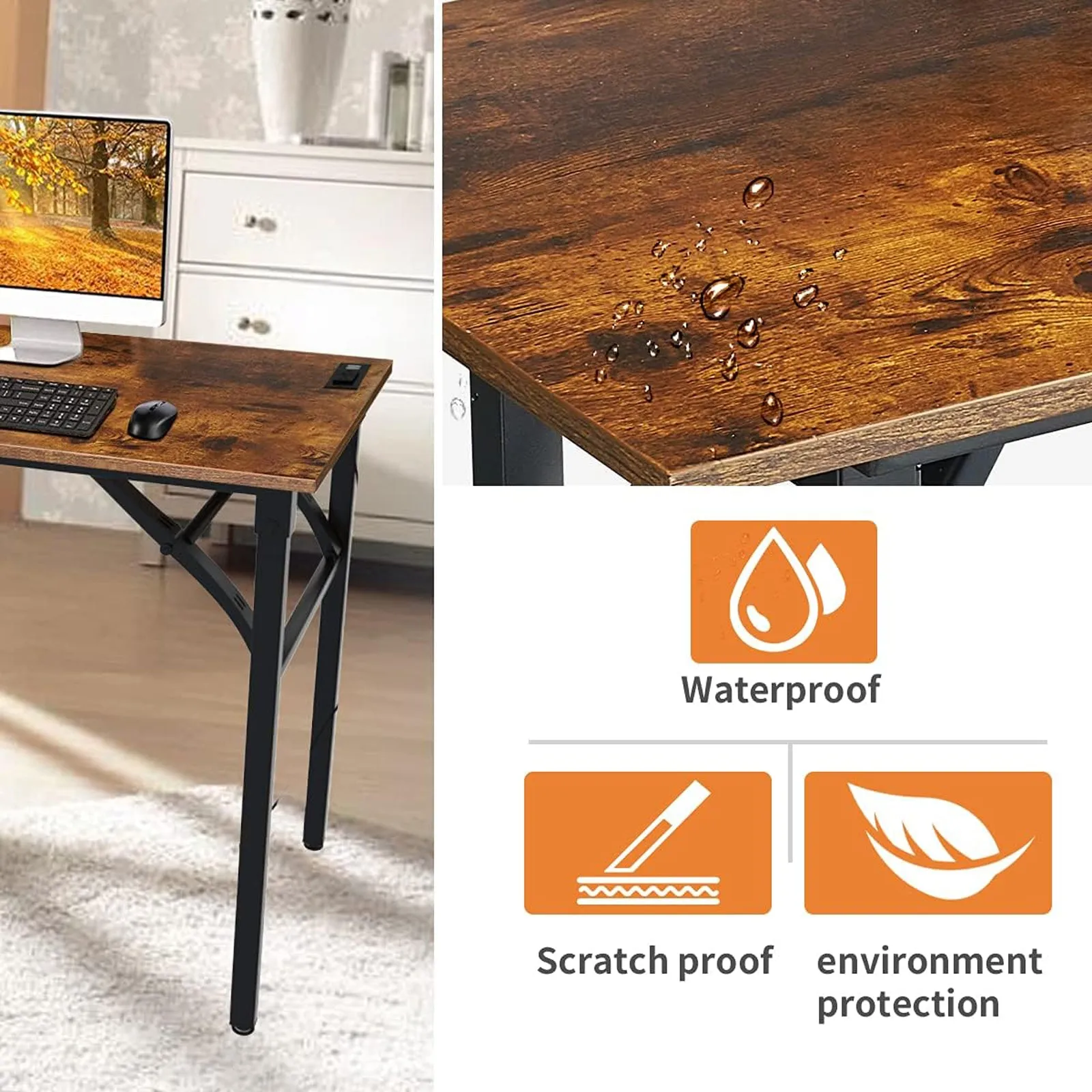 Collapsible Folding Table with Outlet