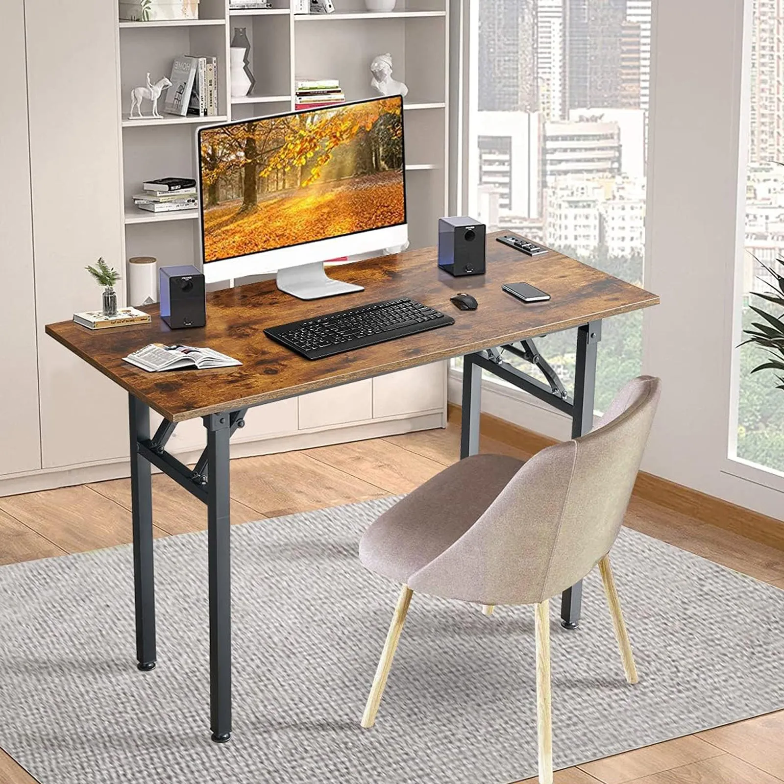 Collapsible Folding Table with Outlet