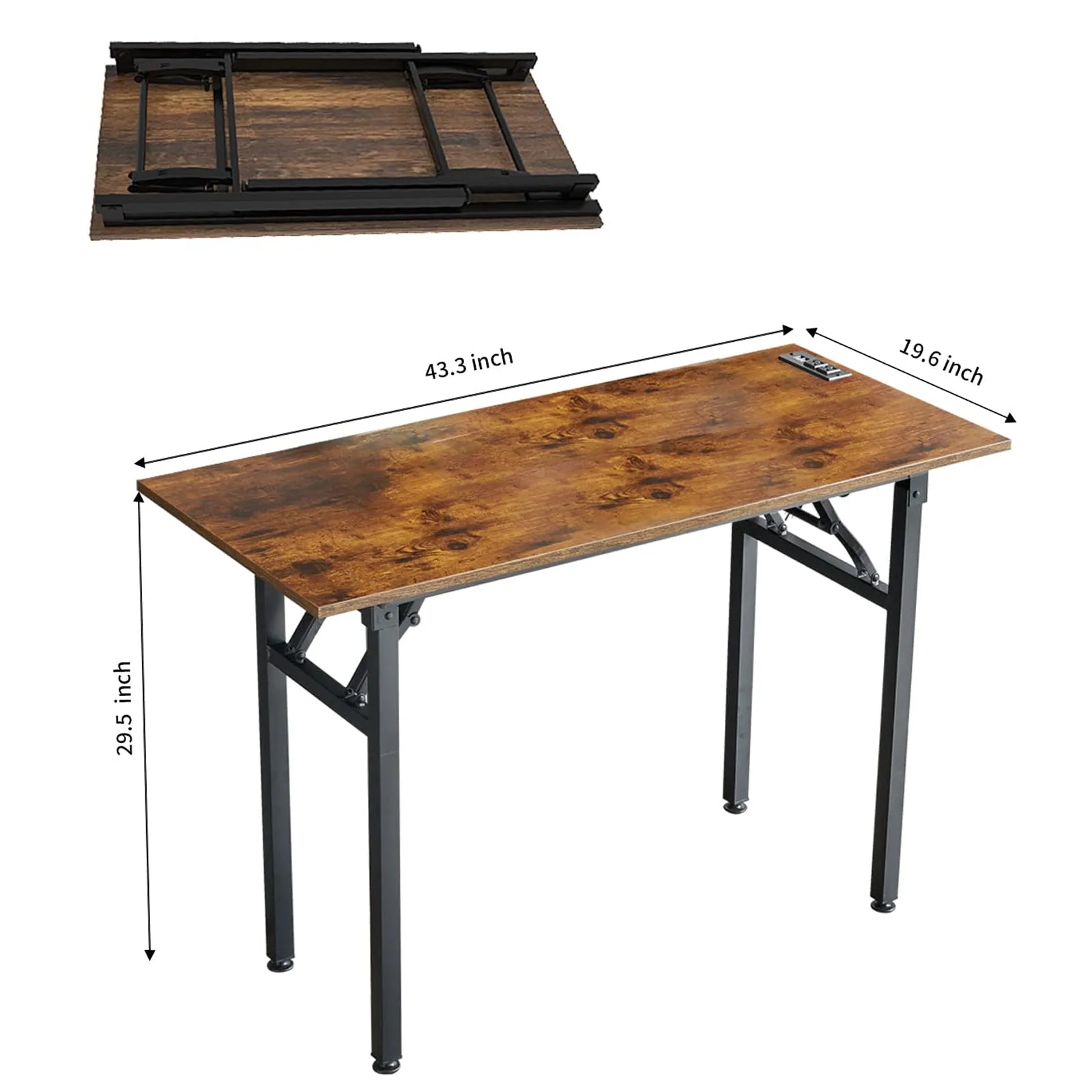 Collapsible Folding Table with Outlet
