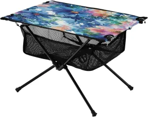 Colorful Abstract Flowers Portable Folding Camping Table, Compact Lightweight Beach Table with Carrying Bag for Outdoor Picnics, BBQs, Camp