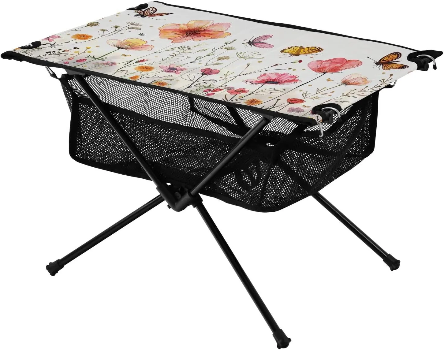 Colorful Botanical Portable Folding Camping Table, Compact Lightweight Beach Table with Carrying Bag for Outdoor Picnics, BBQs, Camp