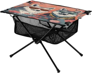 Colorful Cool Wolves Portable Folding Camping Table, Compact Lightweight Beach Table with Carrying Bag for Outdoor Picnics, BBQs, Camp