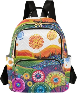 Colorful Hilly Small Backpack Purse for Women Travel Bag Fashion Daypack Back Pack Shoulder Bag 7.5L
