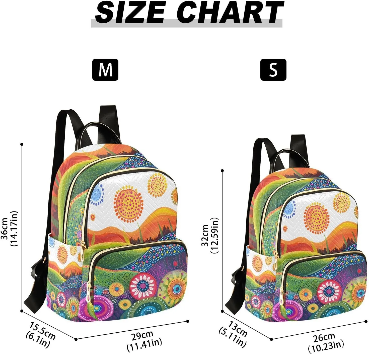 Colorful Hilly Small Backpack Purse for Women Travel Bag Fashion Daypack Back Pack Shoulder Bag 7.5L