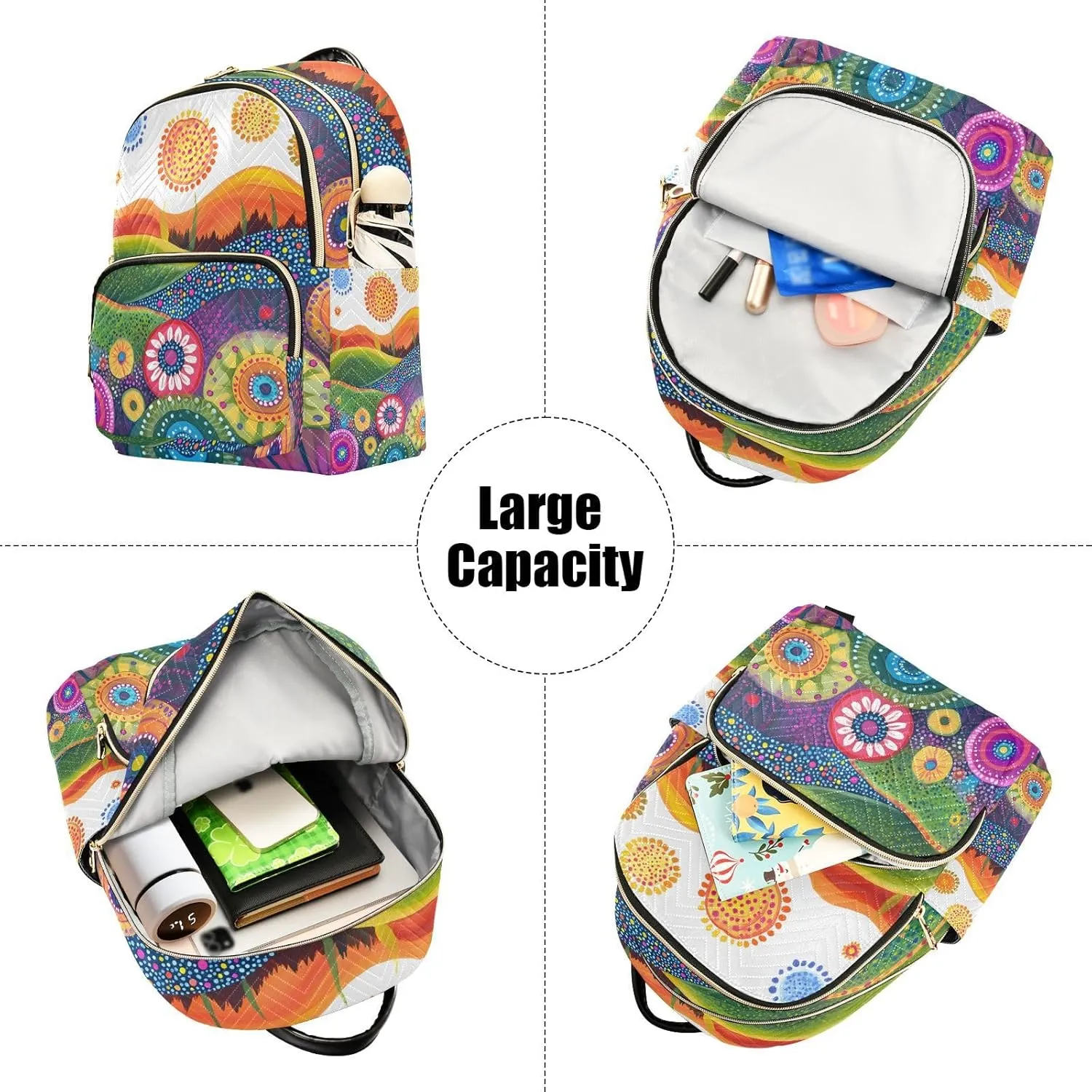 Colorful Hilly Small Backpack Purse for Women Travel Bag Fashion Daypack Back Pack Shoulder Bag 7.5L