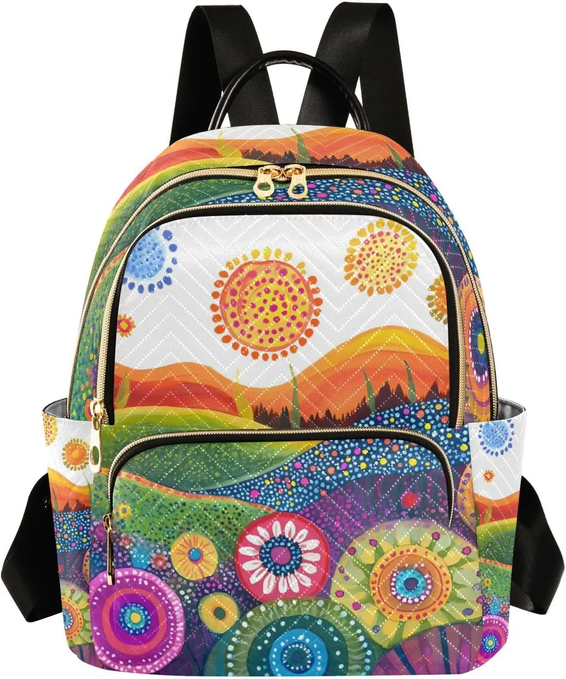 Colorful Hilly Small Backpack Purse for Women Travel Bag Fashion Daypack Back Pack Shoulder Bag 7.5L