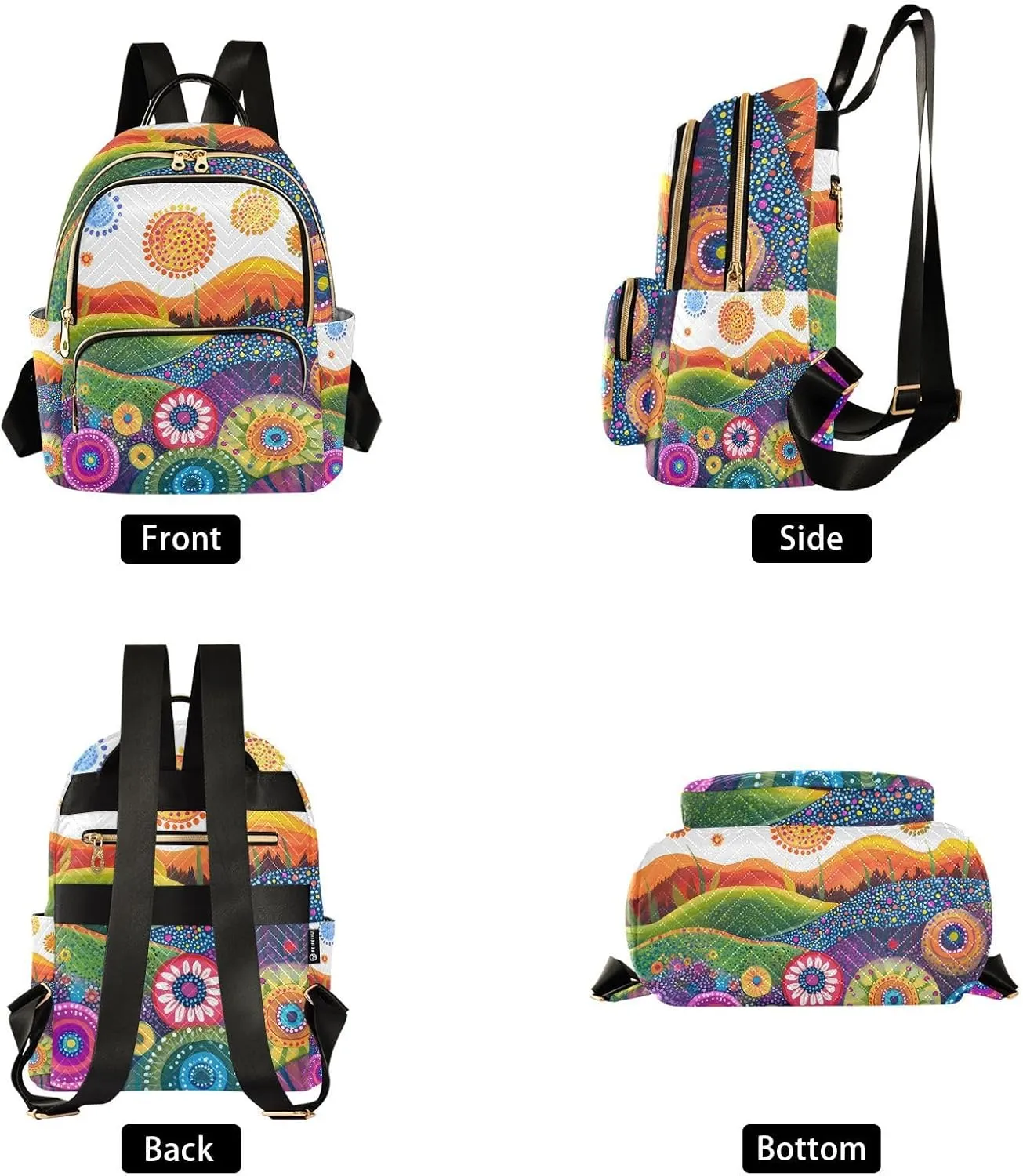 Colorful Hilly Small Backpack Purse for Women Travel Bag Fashion Daypack Back Pack Shoulder Bag 7.5L