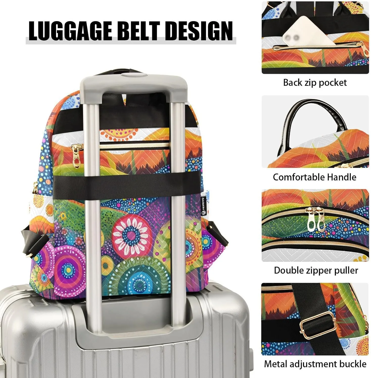 Colorful Hilly Small Backpack Purse for Women Travel Bag Fashion Daypack Back Pack Shoulder Bag 7.5L