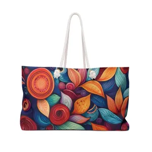 Colorful Symmetry Vibrant Colors Travel Bag | Prismatic Wanderlust | Dynamic Shapes Rainbow Travel Companion | WeekEnder Bag | Shopping Bag