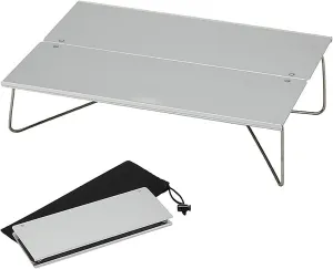 Compact Solo Folding Camp Table - Portable Aluminum Mini Beach Table with Carrying Bag - Foldable Lightweight Camping Side Table for Outdoor Camping, Hiking(11.8"X8.2"X2.9")(A)