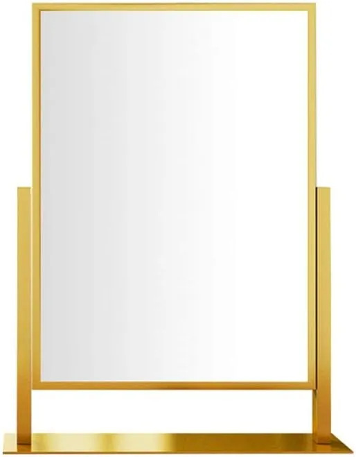 Compact Vanity Mirror Metal Square Makeup Mirror Desktop Makeup Mirror Folding Beauty Mirror Double-Sided Adjustable Desktop Makeup Mirror Salon Hairdressing Mirror (A)