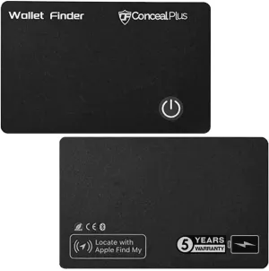 Conceal Plus Wallet Finder Slim Tracker, 5-Year Lithium Polymer Battery Life - Never Needs Charging, Track Wallet, Backpack, Luggage and More, Works with Apple Find My iOS Only (Android Not Supported)