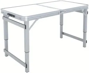 Convenient Outdoor Portable Folding Table, Lightweight Aluminum with Adjustable Height for Camping, Picnics, and BBQs, Beige and Silver Gray