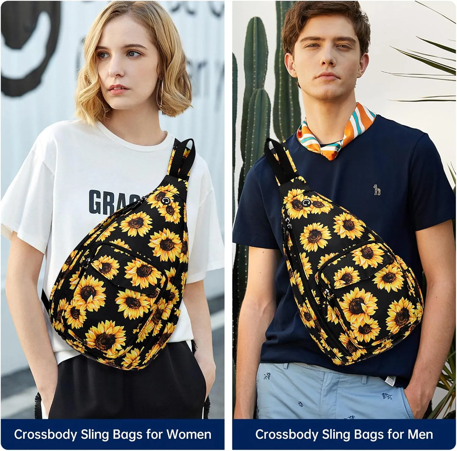 Convertible Sling Backpack Crossbody Chest Bag for Women Men Left and Right Shoulder Purse Water Repellent Gym Daypack