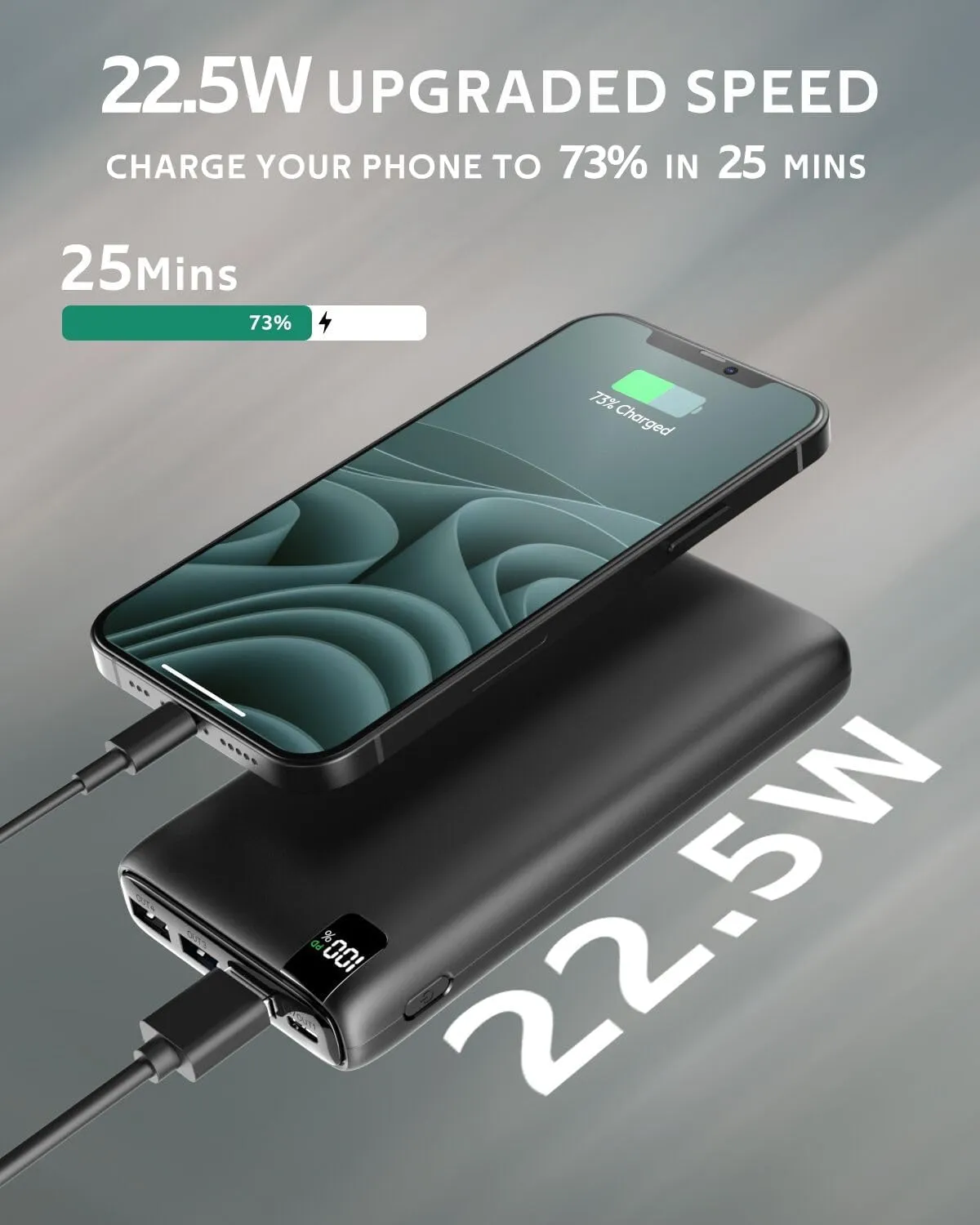 CONXWAN Portable Charger Power Bank - 26800mAh 22.5W Fast Charging External Battery Pack - PD QC 3.0 USB C Portable Cell Phone Charger with 4 Outputs for iPhone Tablets Android
