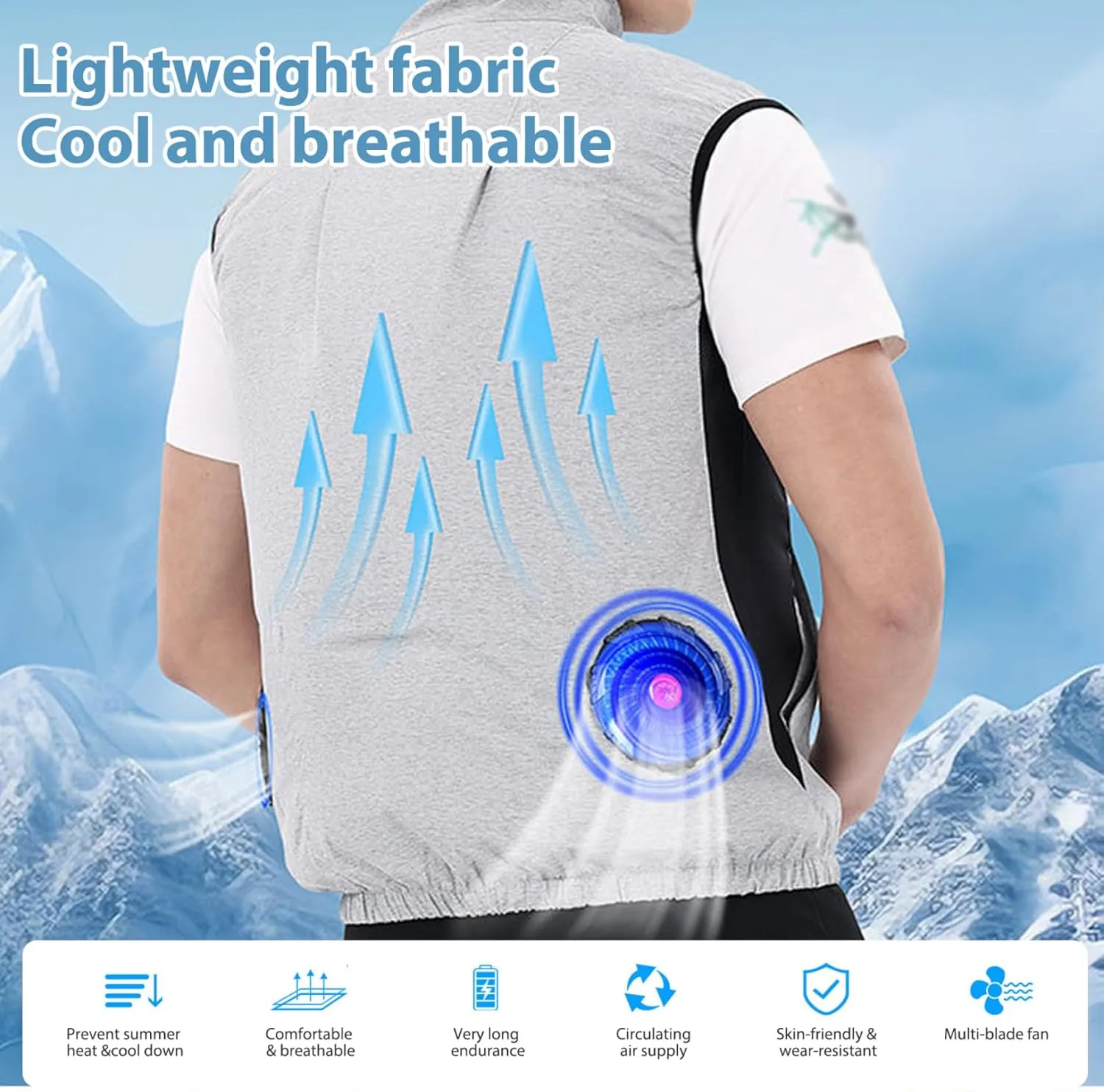 Cooling Vest With 2 Fans Breathable Cool Vest Uv Protection Fan Jacket With Pocket Usb Powered Fan Vest