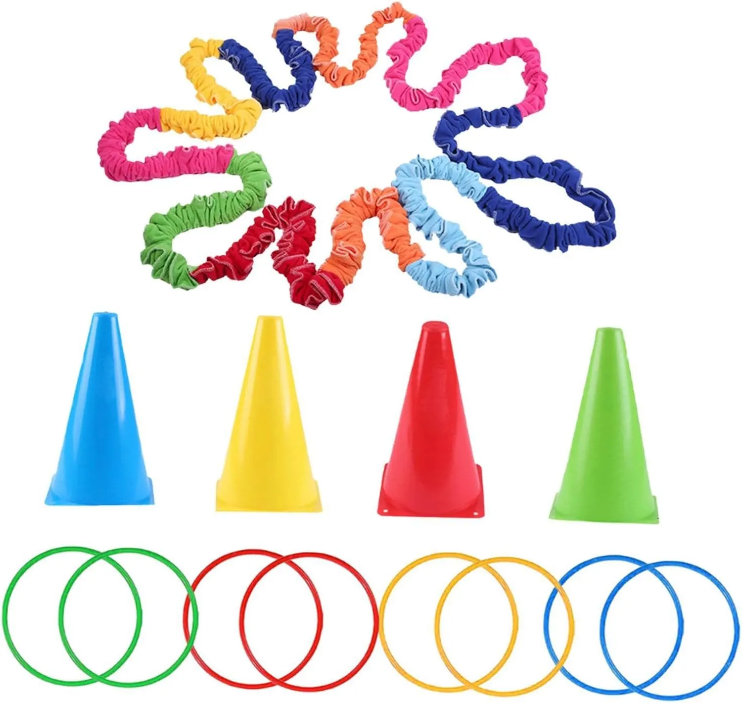 Cooperative Stretch Rope Resistance Band Dynamic Movement Exercise for Teamwork Play, for 4 Persons