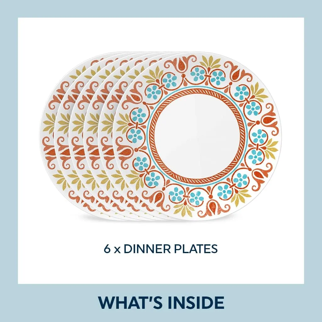 Corelle Vitrelle 10.25" Dinner Plates Set, Triple Layer Glass and Chip Resistant, Lightweight Round Plates, 8-Piece Terracotta Dreams