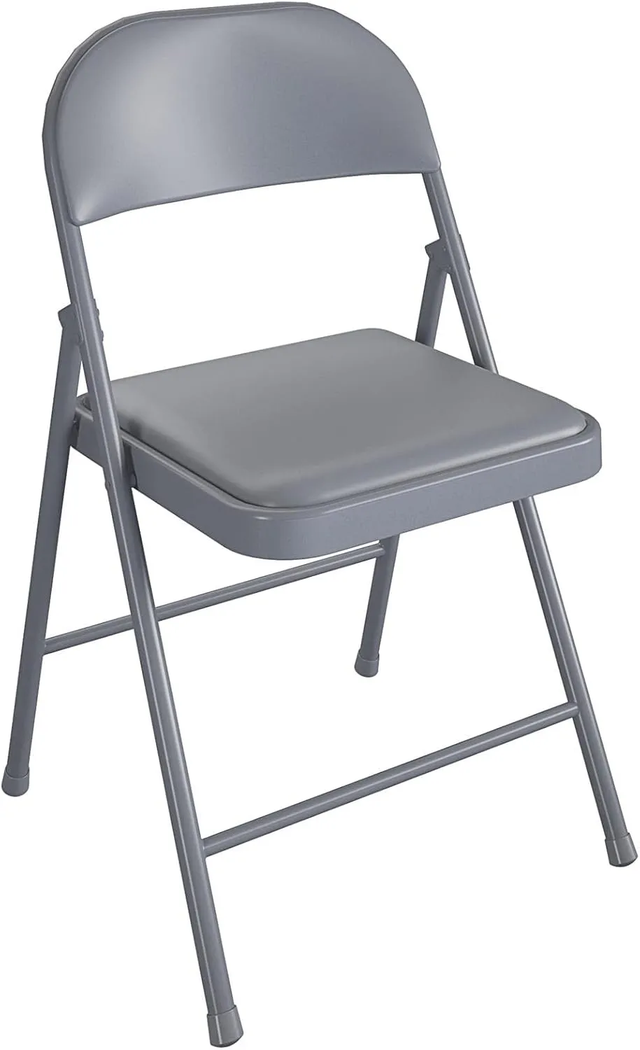 CoscoProducts 38.5" Half Card Folding Table, 4-Pack Vinyl Folding Chairs, Grey