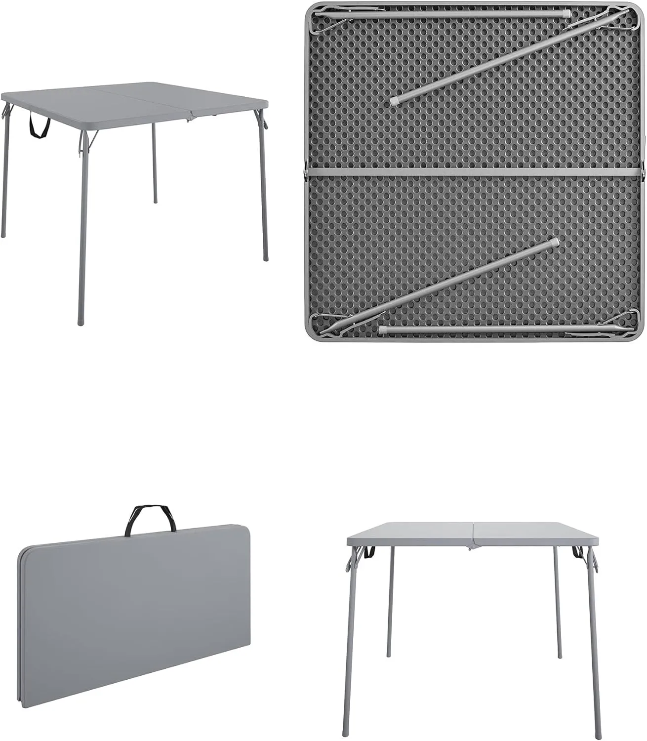 CoscoProducts 38.5" Half Card Folding Table, 4-Pack Vinyl Folding Chairs, Grey