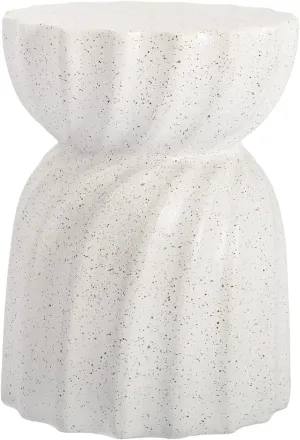 COSIEST Outdoor Side Table, Concrete Contemporary Lightweight Accent Side Table, Patio Side Tables End Table, Outdoor Accent Side Table for Livingroom, Garden, Hourglass, Graphite-Like White