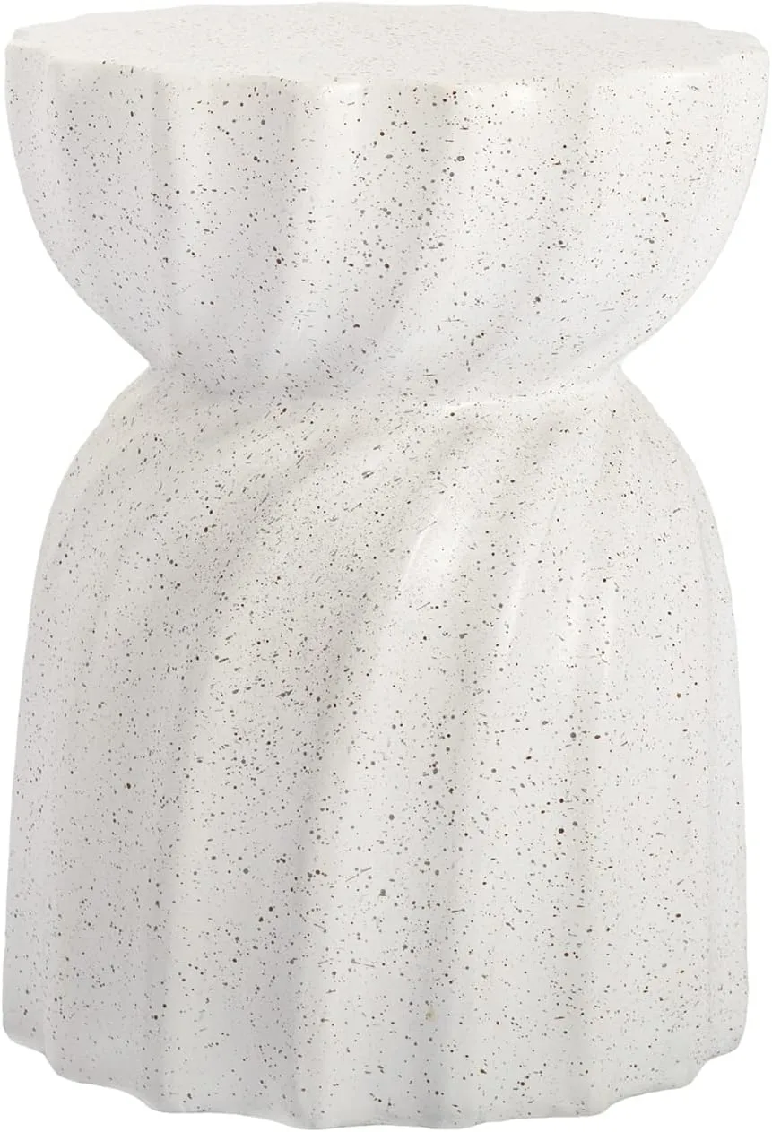 COSIEST Outdoor Side Table, Concrete Contemporary Lightweight Accent Side Table, Patio Side Tables End Table, Outdoor Accent Side Table for Livingroom, Garden, Hourglass, Graphite-Like White
