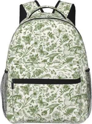 Cottage Core Backpack - Fairycore, Aesthetic Design for Women - Green, Floral - 11.4 x 7.8 x 15.7 Inches