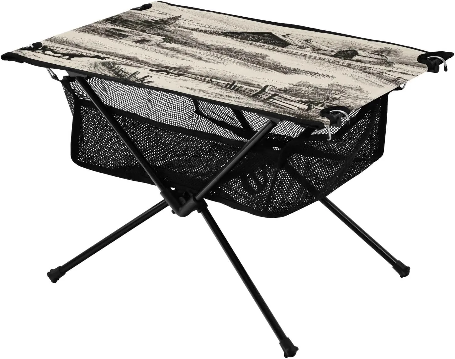 Country Scenes Portable Folding Camping Table, Compact Lightweight Beach Table with Carrying Bag for Outdoor Picnics, BBQs, Camp