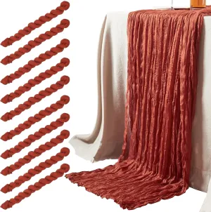 Cove & Wall - Cheesecloth Table Runner, Handmade Rustic Fabric Boho Cheesecloth Table Runner for Bridal Showers Weddings Birthdays & Reception Table Decorations, Tablecloth for Romantic Decor 10Pcs