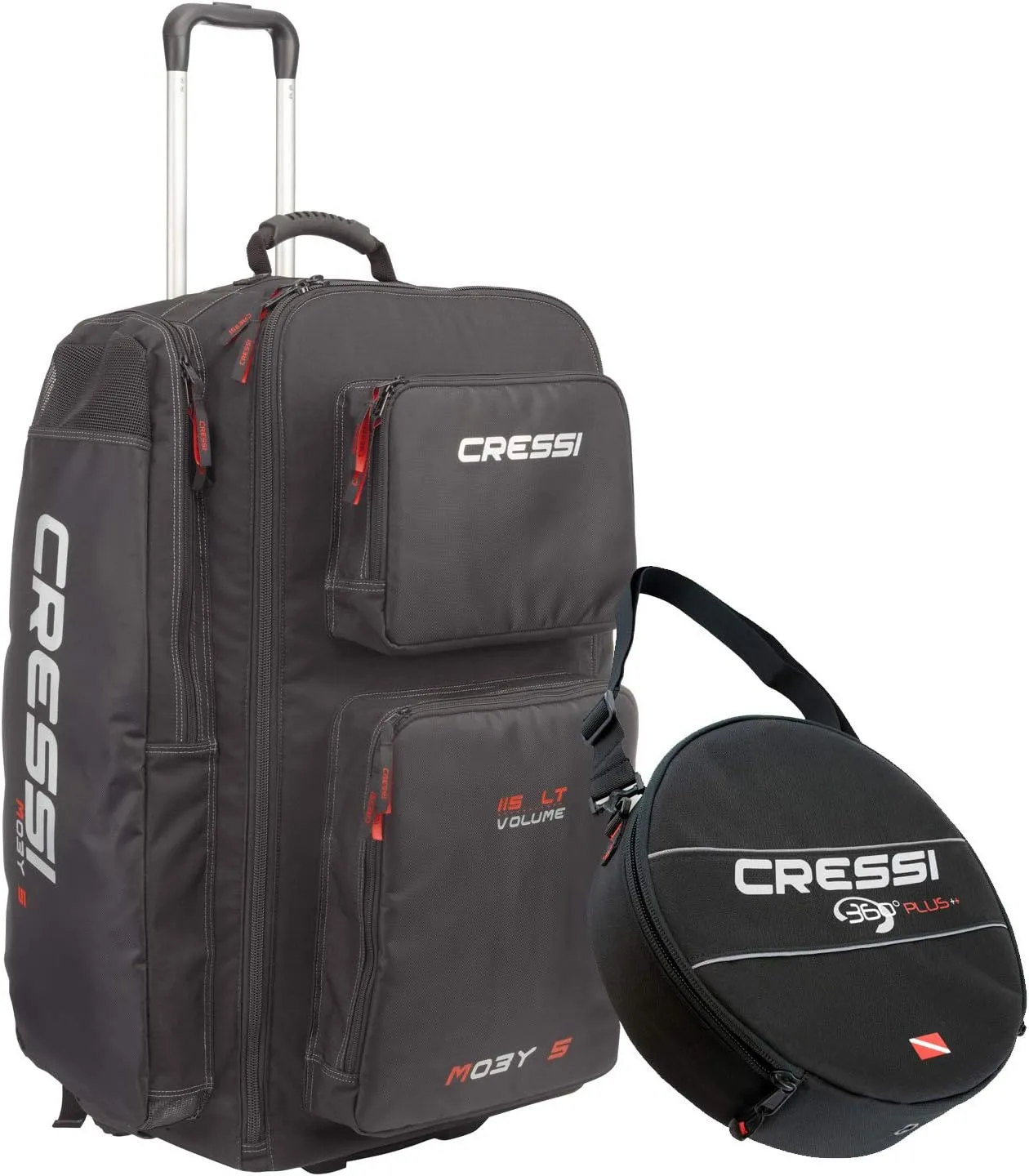 Cressi Strong Large Capacity Roller Luggage Bag 115L with Backpack Straps - Moby 5 designed in Italy