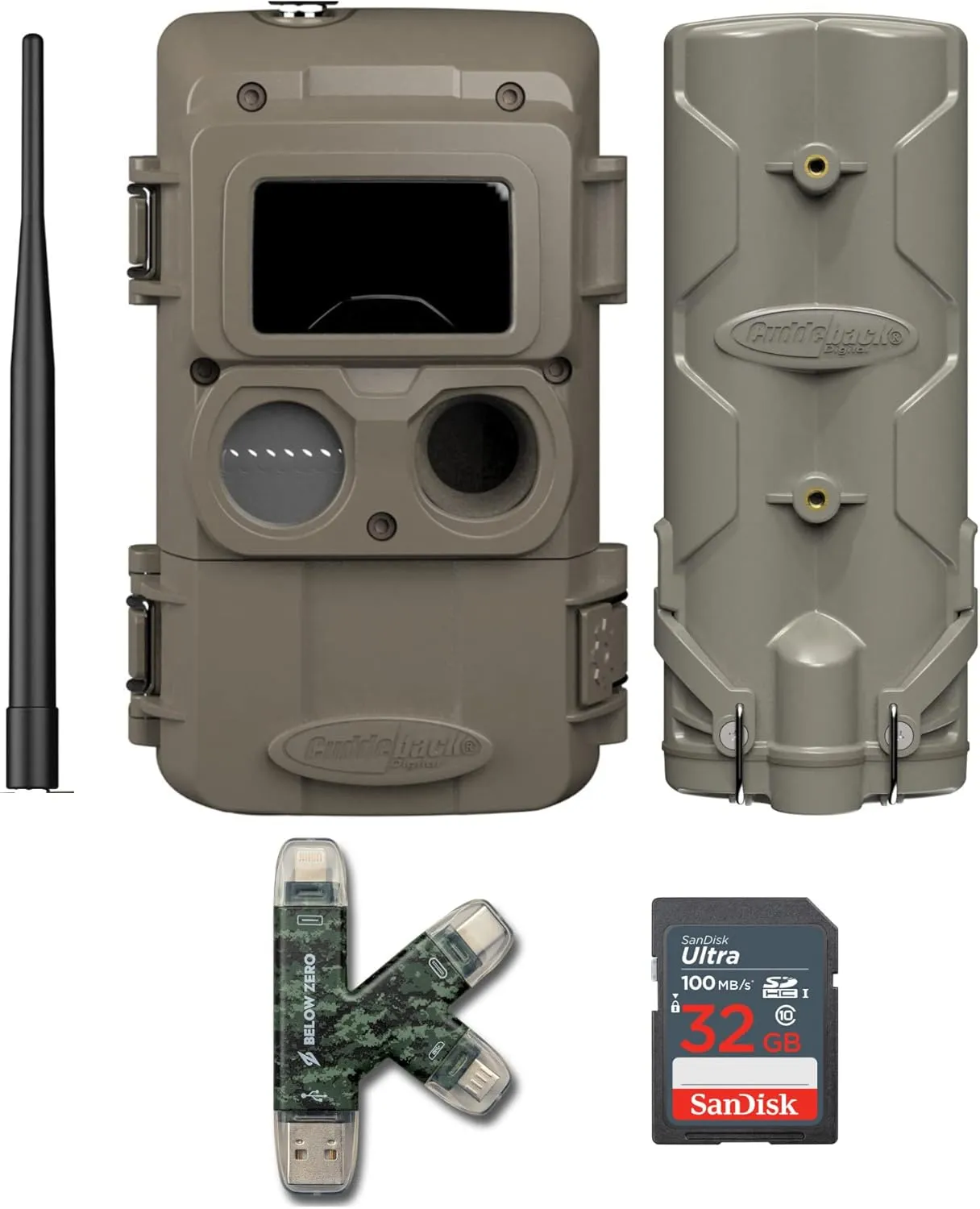 Cuddeback CuddeLink Wireless, 3rd Gen Sensor, LowGlow IR LED Camera (LL-2A) Bundle with PW-001 and Card (4 Items)