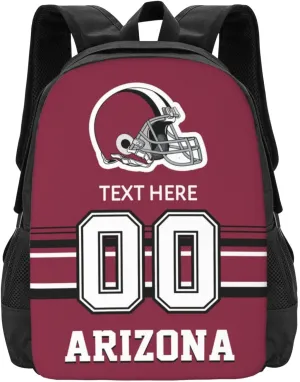 Custom Arizona Backpack, Personalized Name and Number Backpack High Capacity Custom Football Gift for Men Women Fans