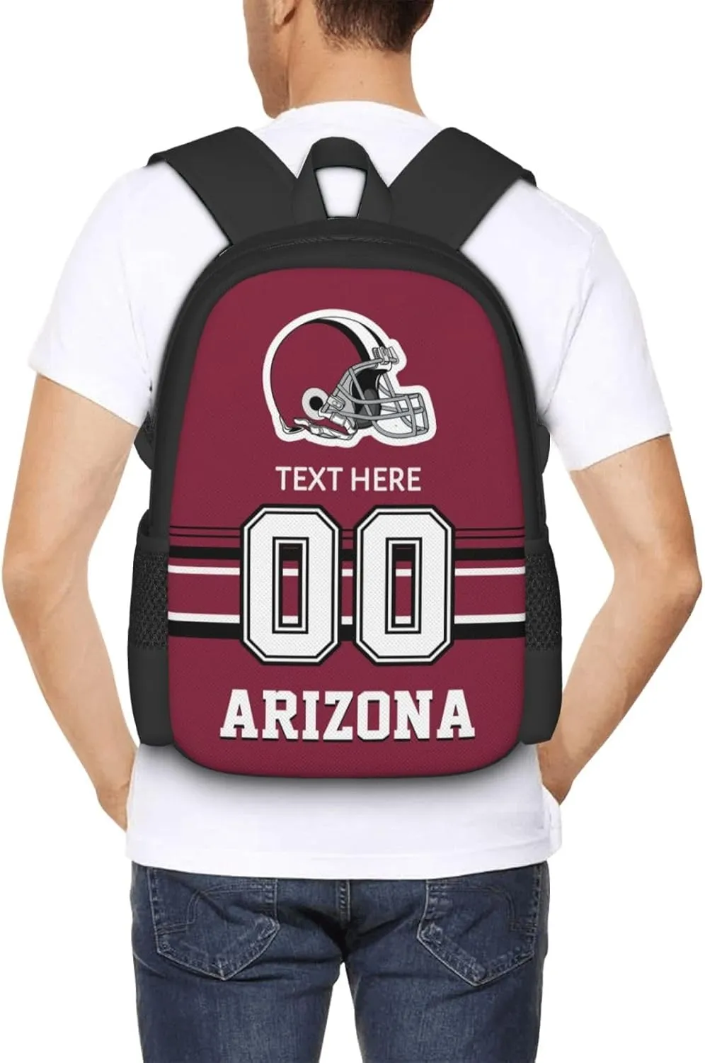 Custom Arizona Backpack, Personalized Name and Number Backpack High Capacity Custom Football Gift for Men Women Fans