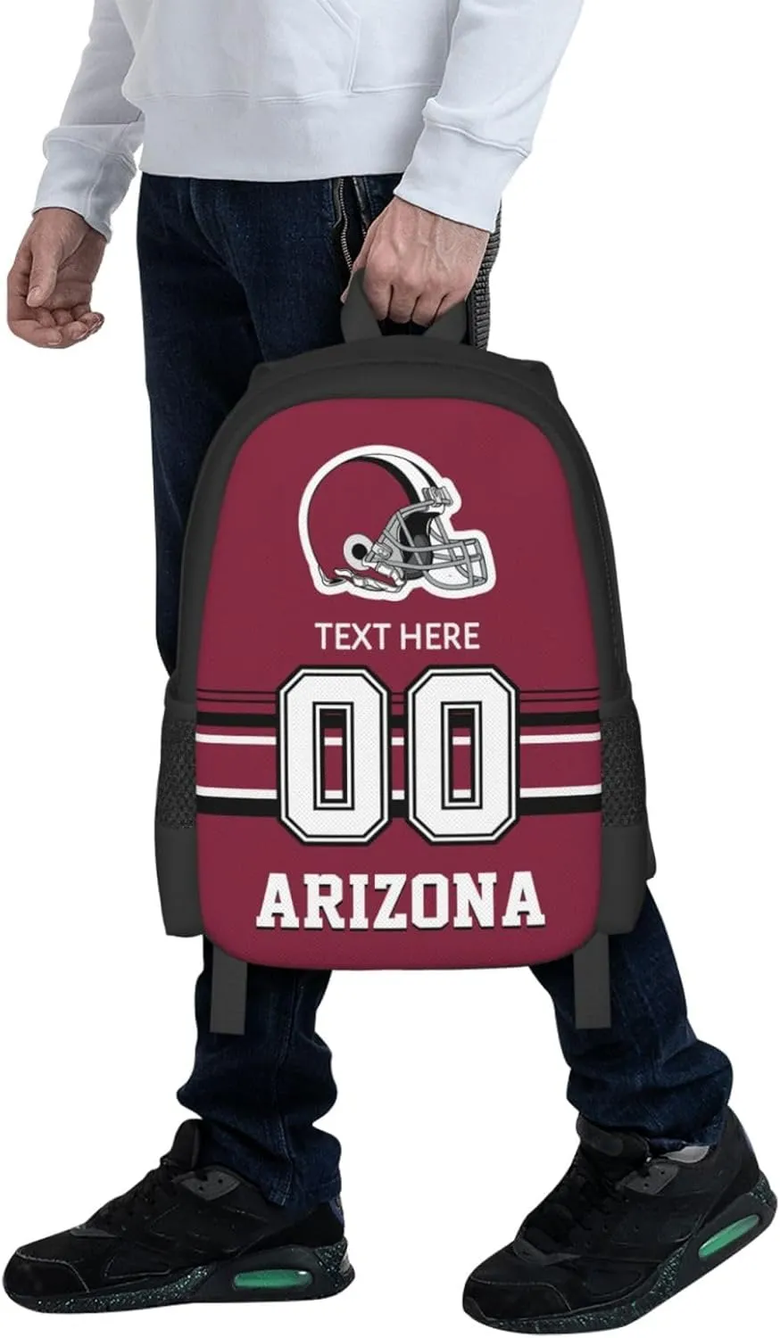 Custom Arizona Backpack, Personalized Name and Number Backpack High Capacity Custom Football Gift for Men Women Fans