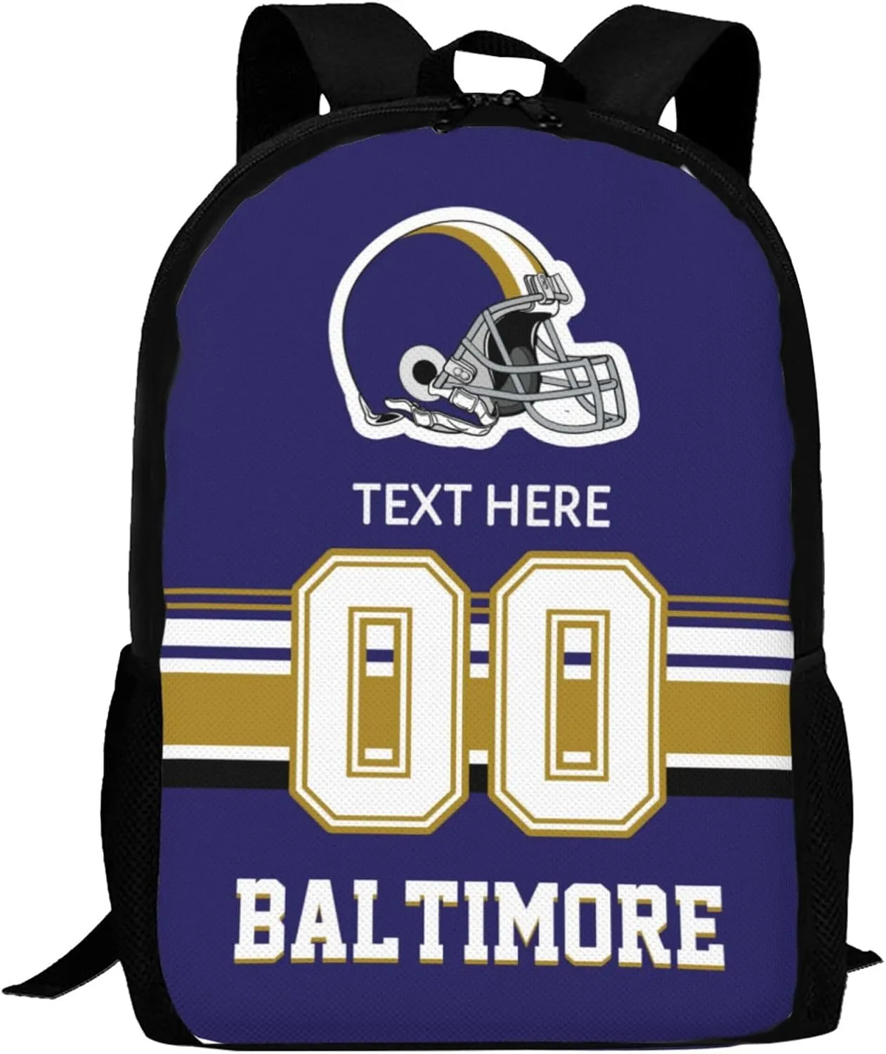 Custom Baltimore Backpack, Personalized Name and Number Backpack High Capacity Custom Football Gift for Men Women Fans