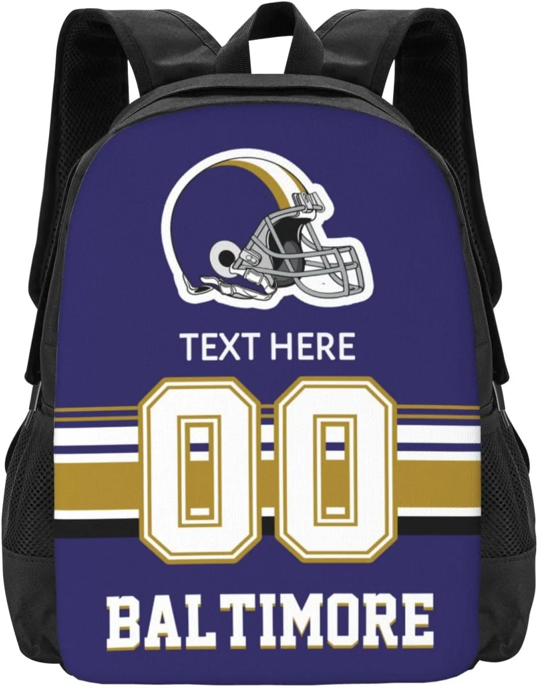 Custom Baltimore Backpack, Personalized Name and Number Backpack High Capacity Custom Football Gift for Men Women Fans