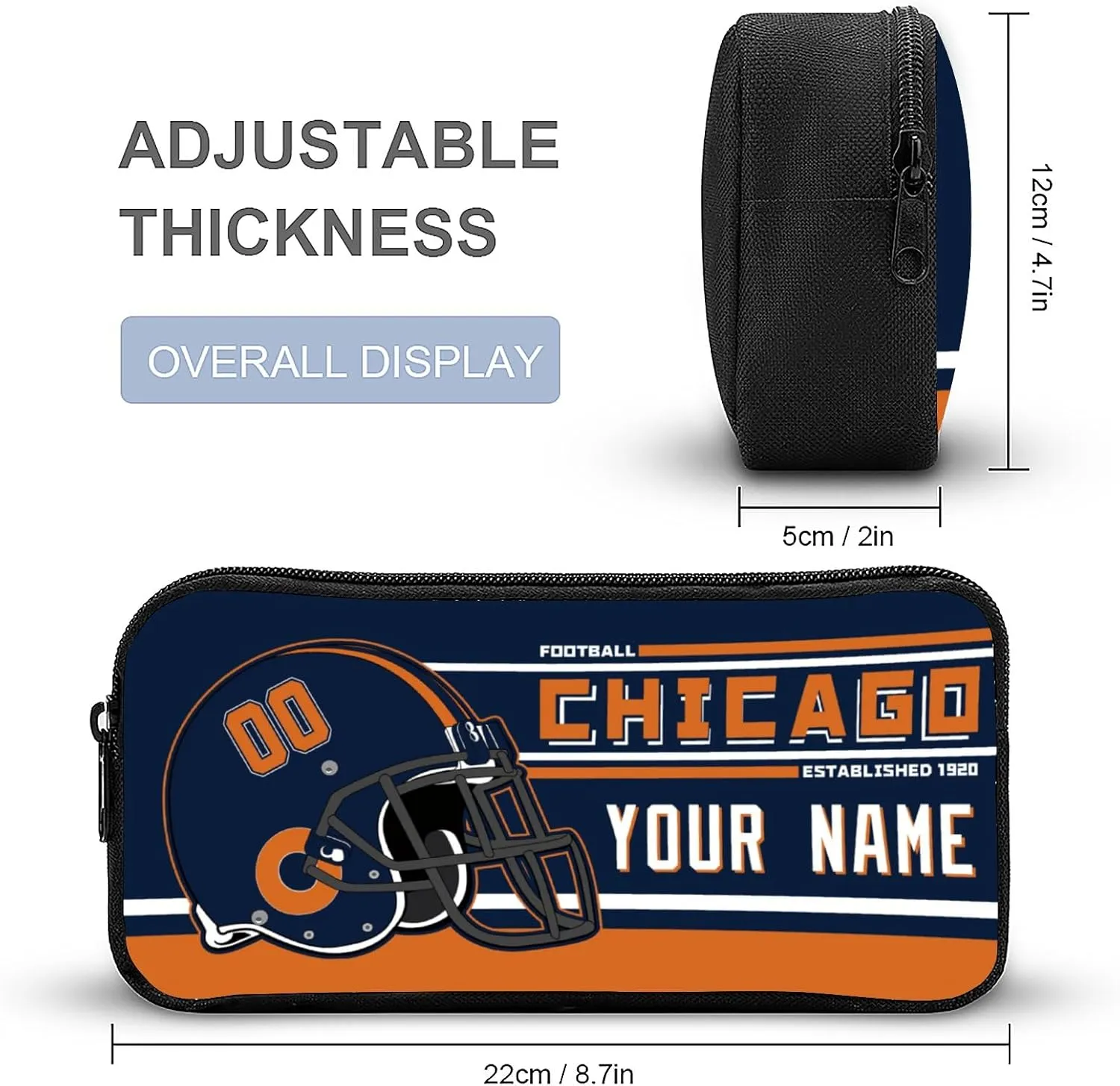 Custom Chicago Backpack Personalized Name Number Large Capacity Laptop Bag for School Men Women Fan Gift (17 Inch)