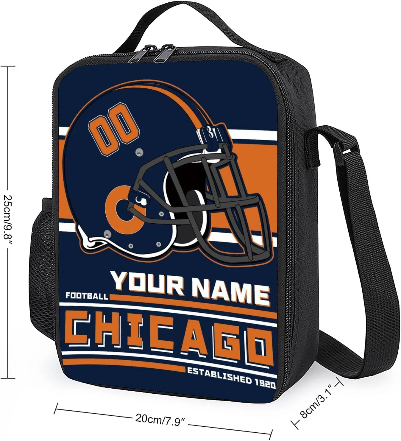 Custom Chicago Backpack Personalized Name Number Large Capacity Laptop Bag for School Men Women Fan Gift (17 Inch)
