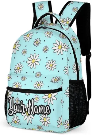 Custom Daisy School Backpack for Kids Girls Boys, 16 Inch Cute daisies Themed Bookbag, Personalized School Backpack for Students Children, Lightweight, Large Capacity