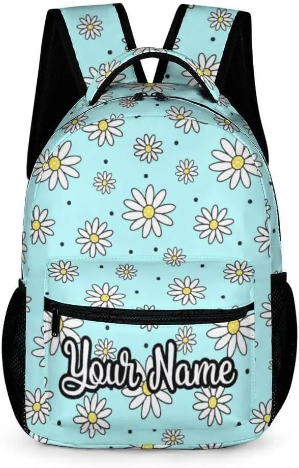 Custom Daisy School Backpack for Kids Girls Boys, 16 Inch Cute daisies Themed Bookbag, Personalized School Backpack for Students Children, Lightweight, Large Capacity