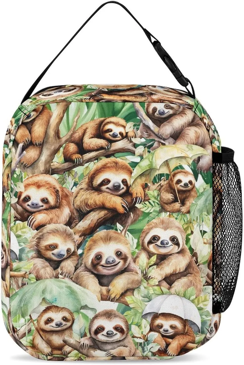 Custom Sloth Backpack with Lunch Box & Pencil Case, 16 Inch Cute Sloth Bookbag, Adjustable Lightweight Large Capacity, Colorful Backpack Set for Kids Girls Boys School