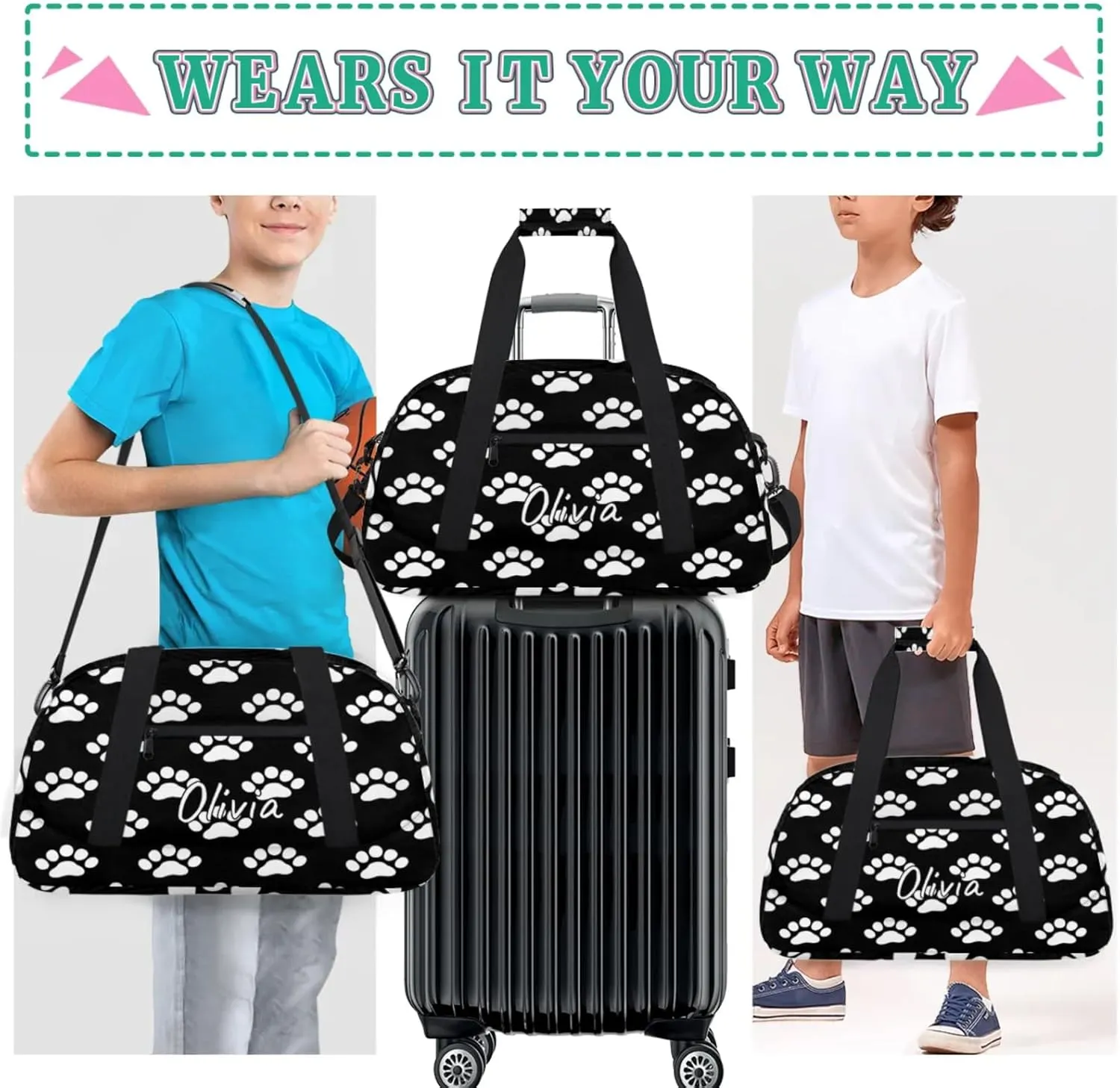 Custom Sports Gym Bag Personalized Name Travel Duffel Bag