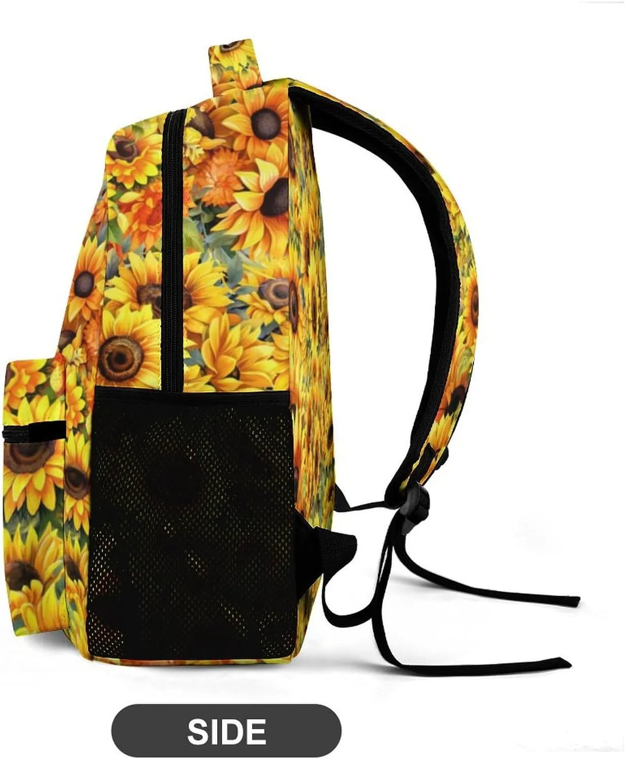 Custom Sunflower School Backpack for Kids Girls Boys, 16 Inch Cute Sunflowers Themed Bookbag, Personalized School Backpack for Students Children, Lightweight, Large Capacity