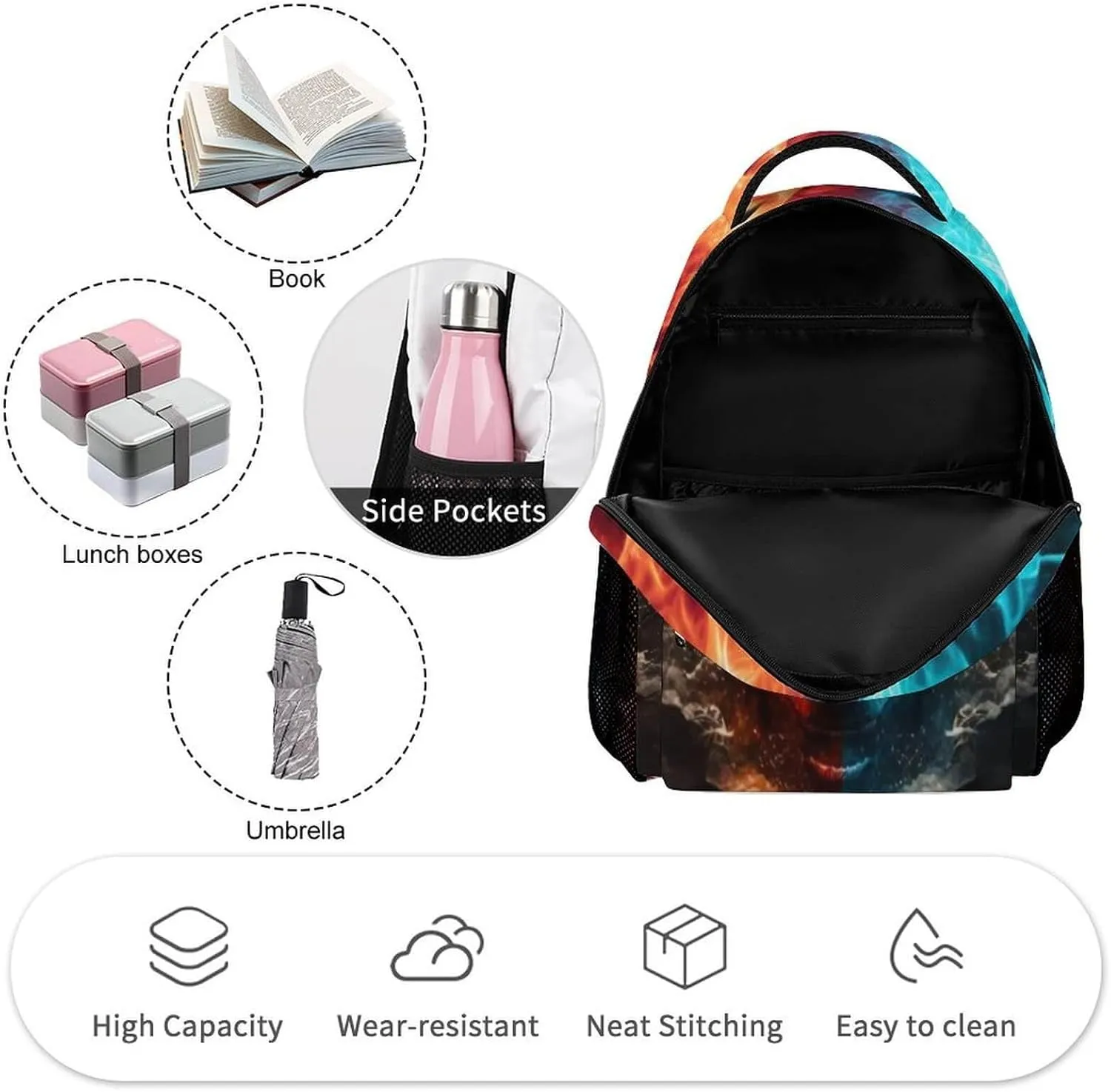 Custom Wolf School Backpack for Kids Girls Boys, 16 Inch Cute Wolf Themed Bookbag, Personalized School Backpack for Students Children, Lightweight, Large Capacity
