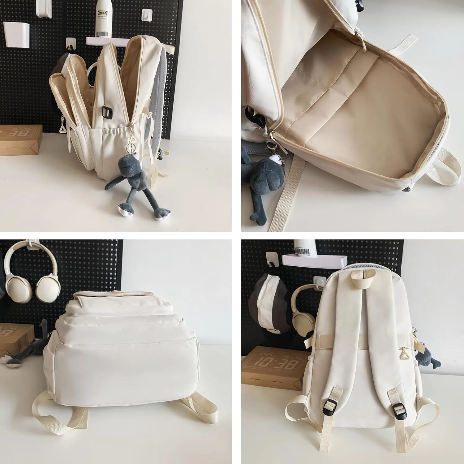 Cute Aesthetic Backpack Girls Backpack for School Large Capacity Bookbags College Backpack for Students Kids Teen Girls Laptop Bookbag Casual Travel Daypacks(White)